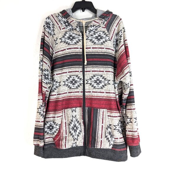BROOKLYN CLOTH Jacket Men's XL Multicolor Southwest Full Zip Hooded Long Sleeve - Picture 1 of 14